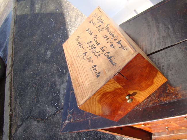 A fabulous English Queen Anne Period plumwood spice cabinet with inscription circa 1710 — image 5